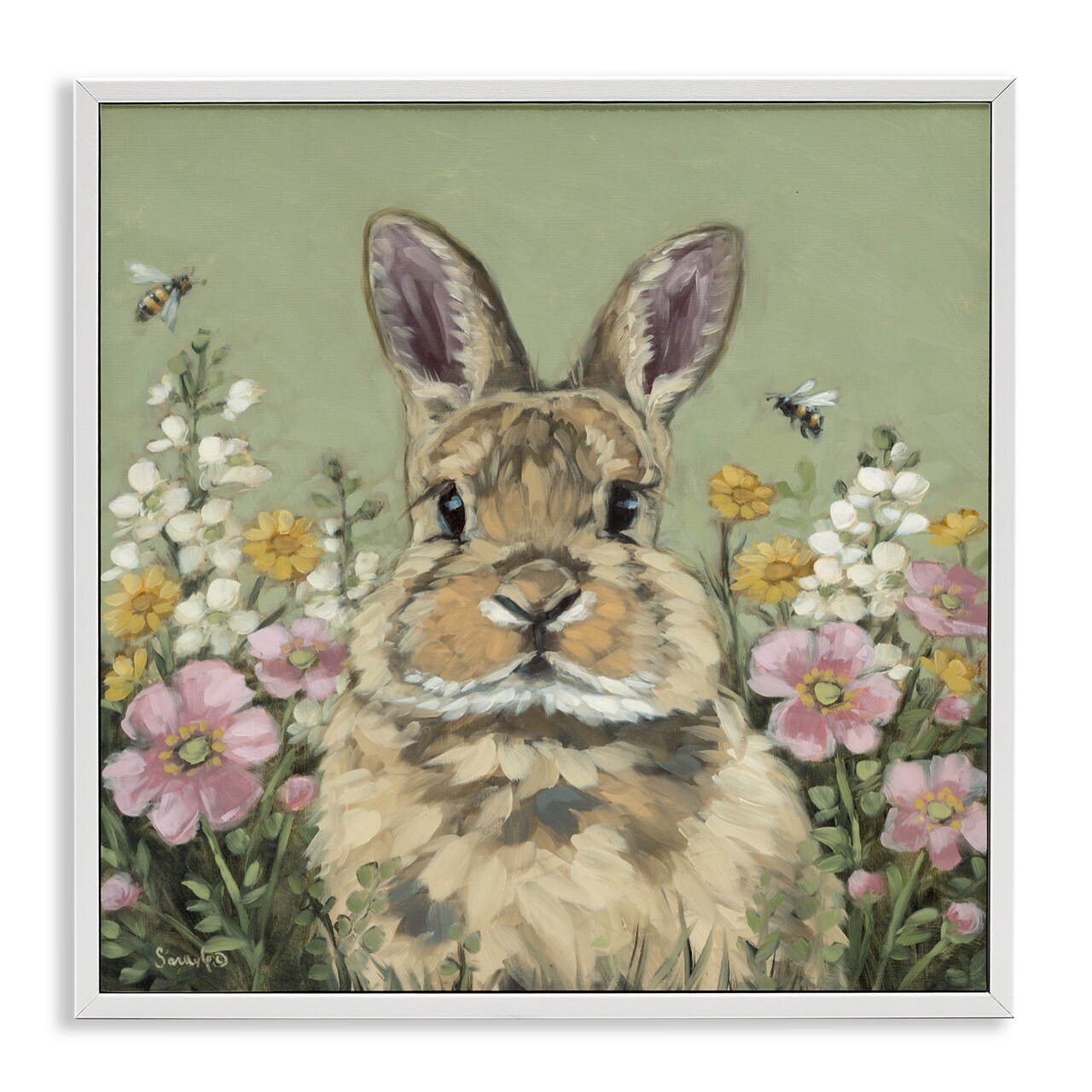 Stupell Industries Spring Abloom Rabbit Framed Giclee, design by Sara G. Designs